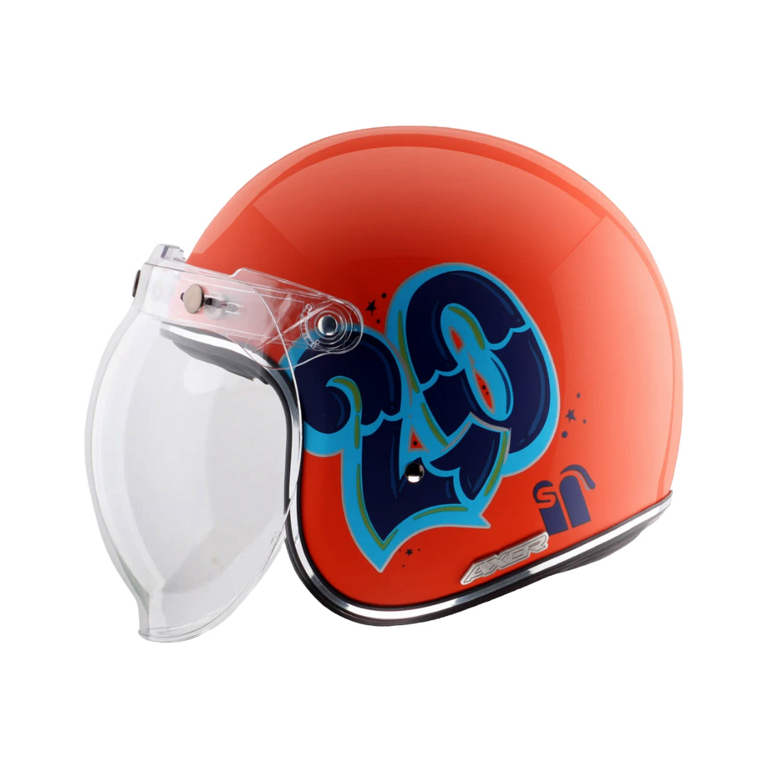 Axor Retro Jet Sportz C13 Helmet Orange Blue