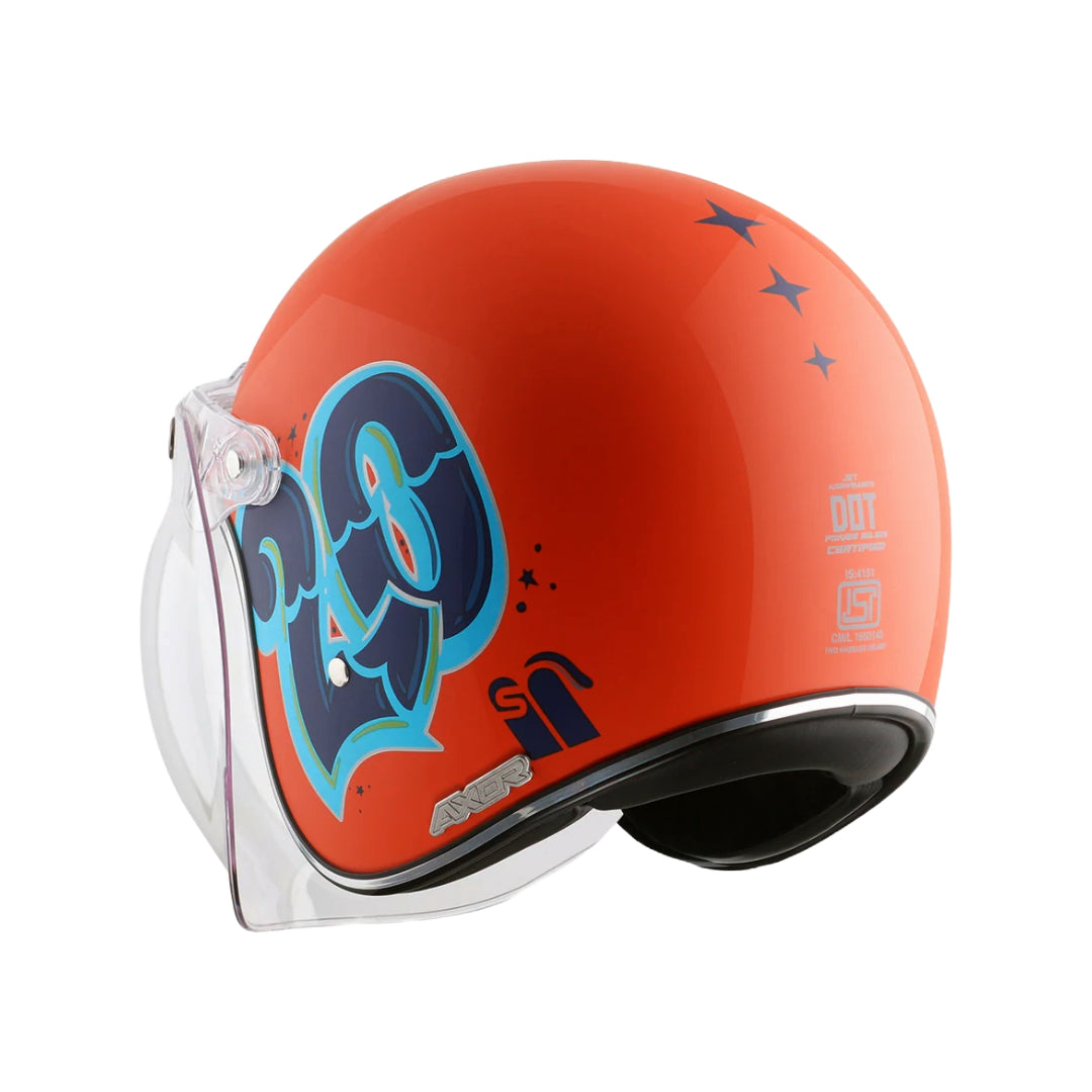 Axor Retro Jet Sportz C13 Helmet Orange Blue