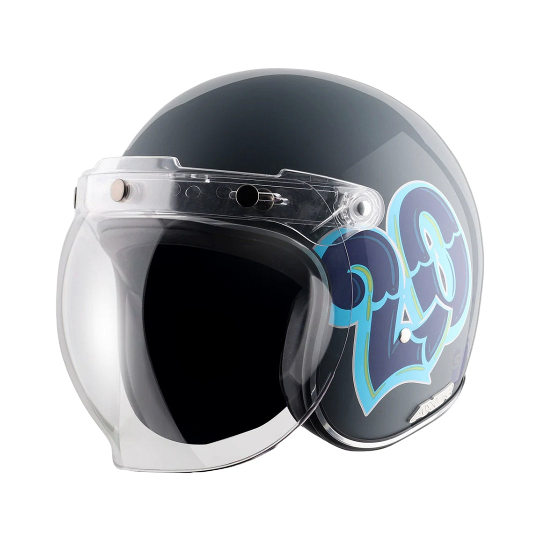 Axor Retro Jet Sportz C13 Althen Grey Blue Helmet