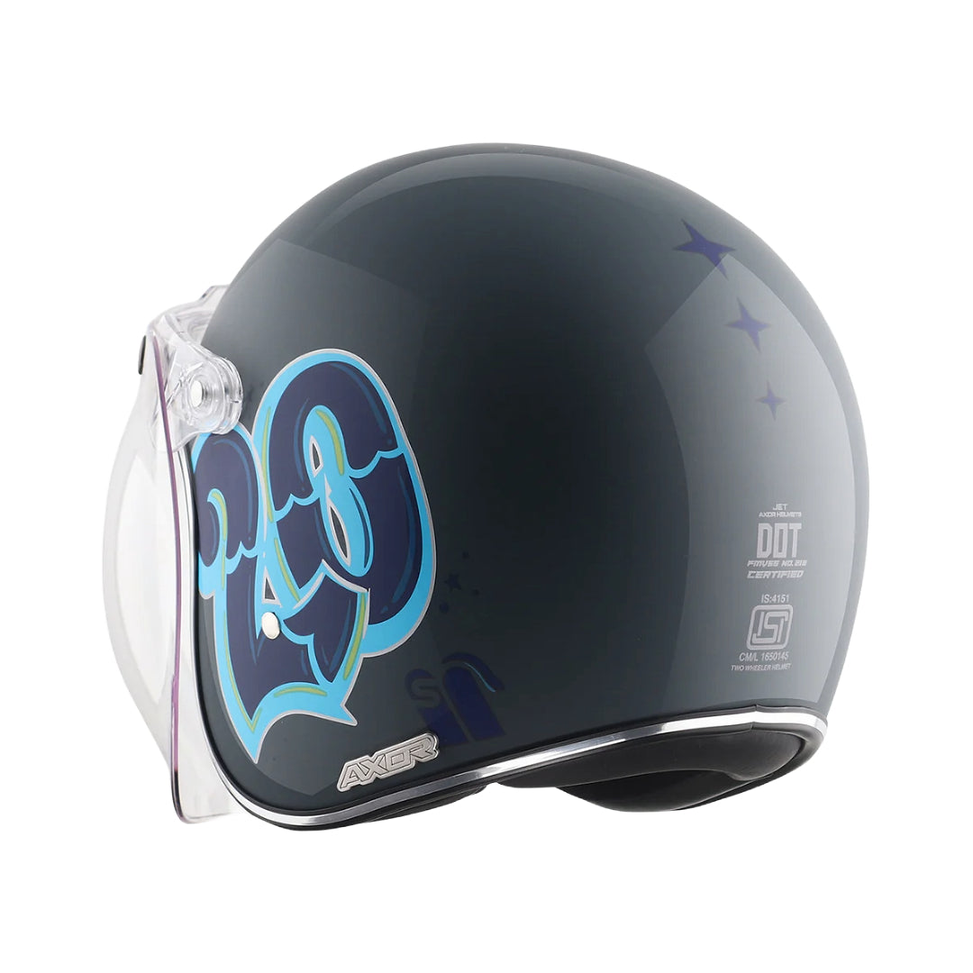 Axor Retro Jet Sportz C13 Althen Grey Blue Helmet