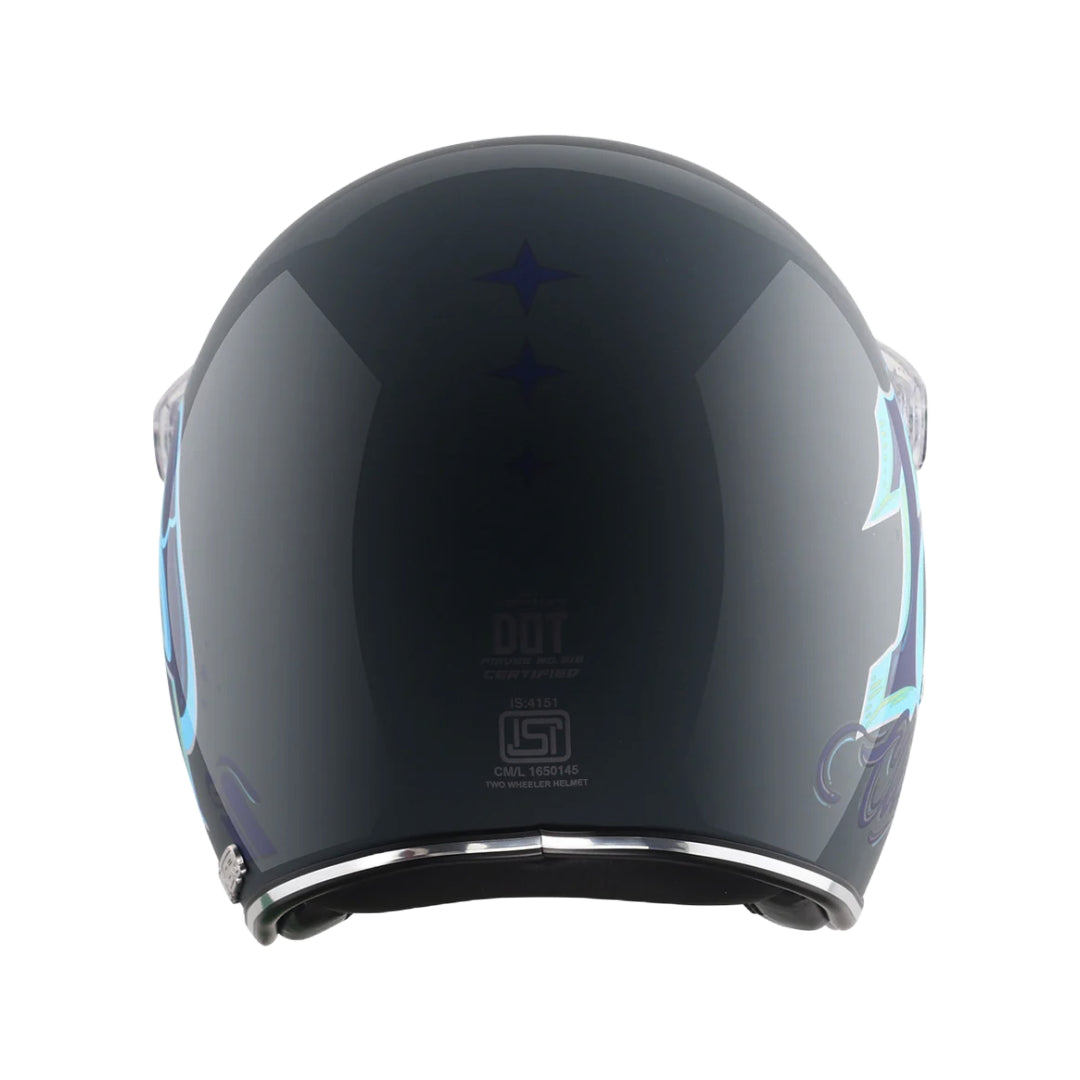 Axor Retro Jet Sportz C13 Althen Grey Blue Helmet