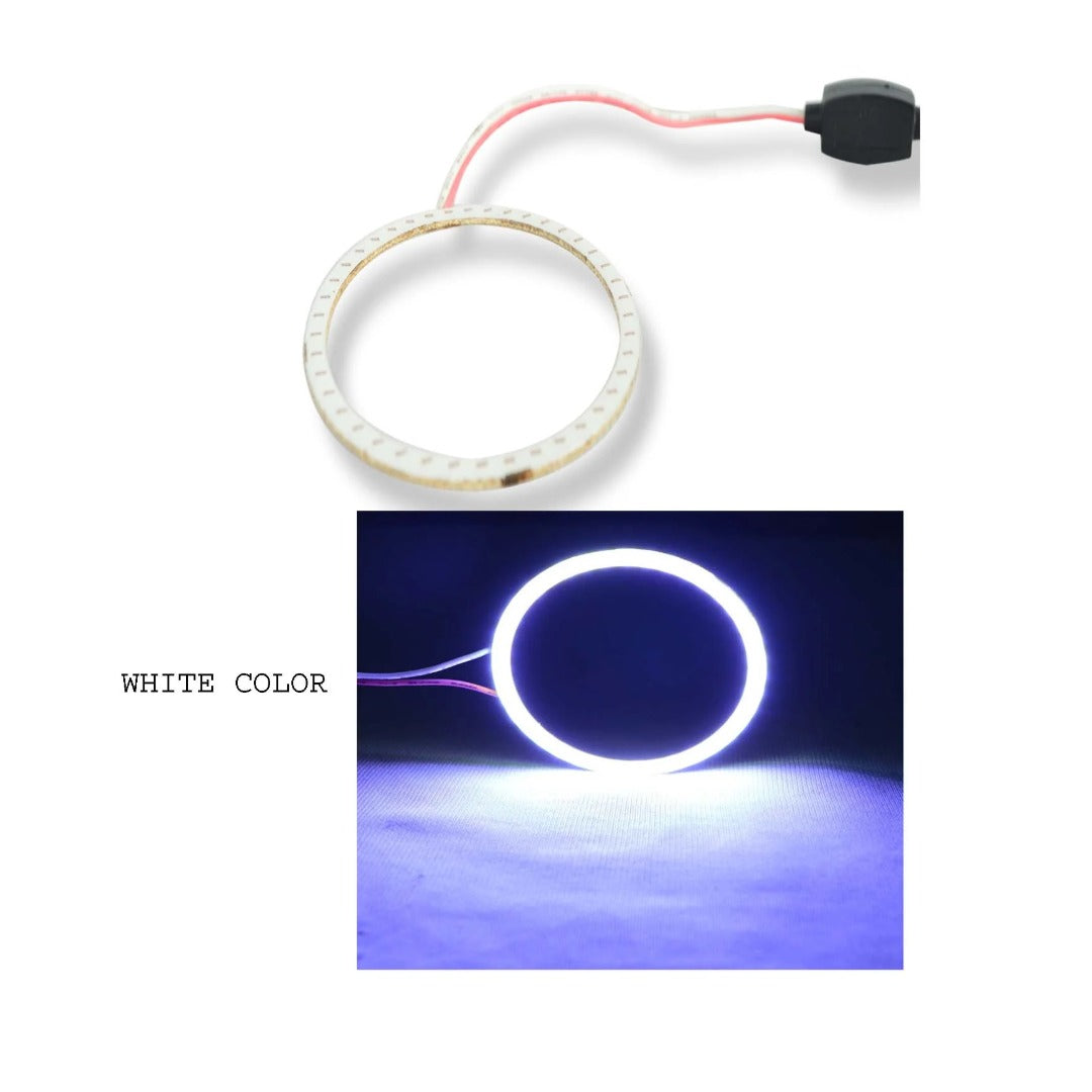 LED ring light component with wiring on a white background, showing a close-up of the LED ring in use.