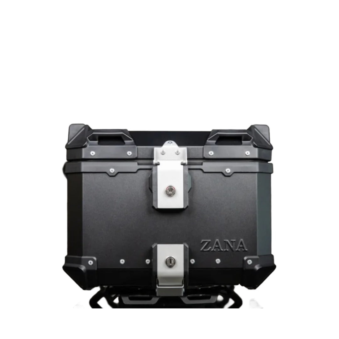 ZANA Universal Aluminium Top Box 45L (L-Flat Black) with Back Rest Cushion