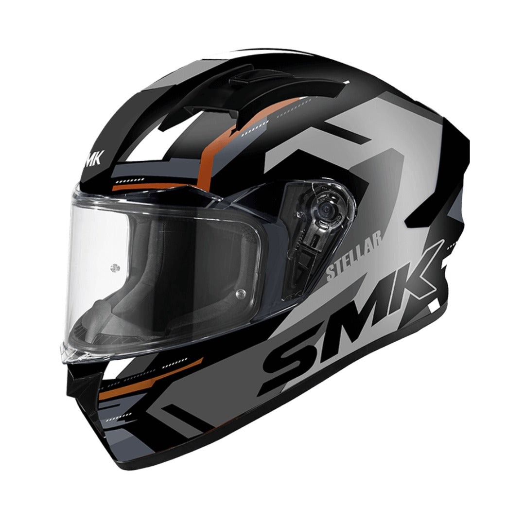 Smk Stellar K-Power Gloss Black Grey Orange Helmet