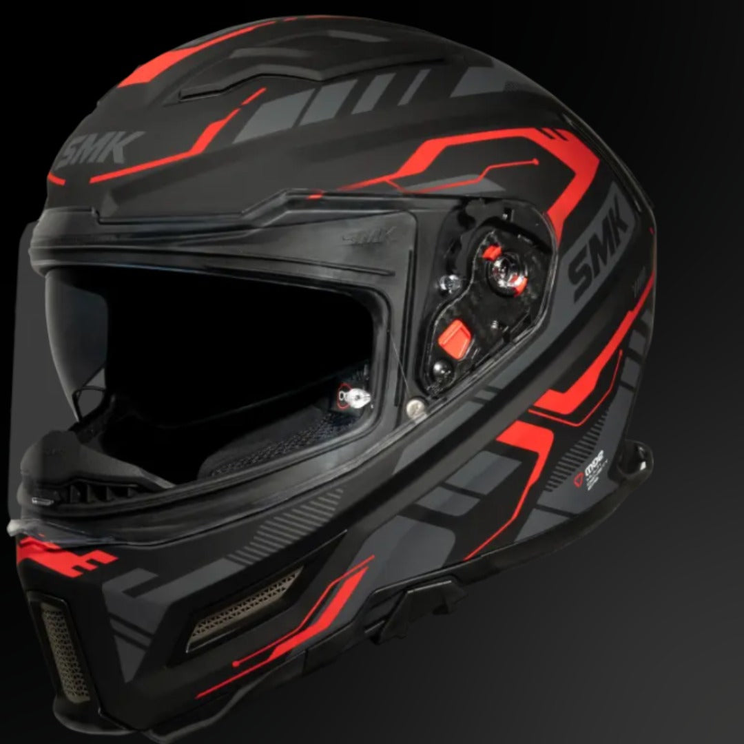 SMK Agnar Tektron Black Grey Red Full Face Helmet