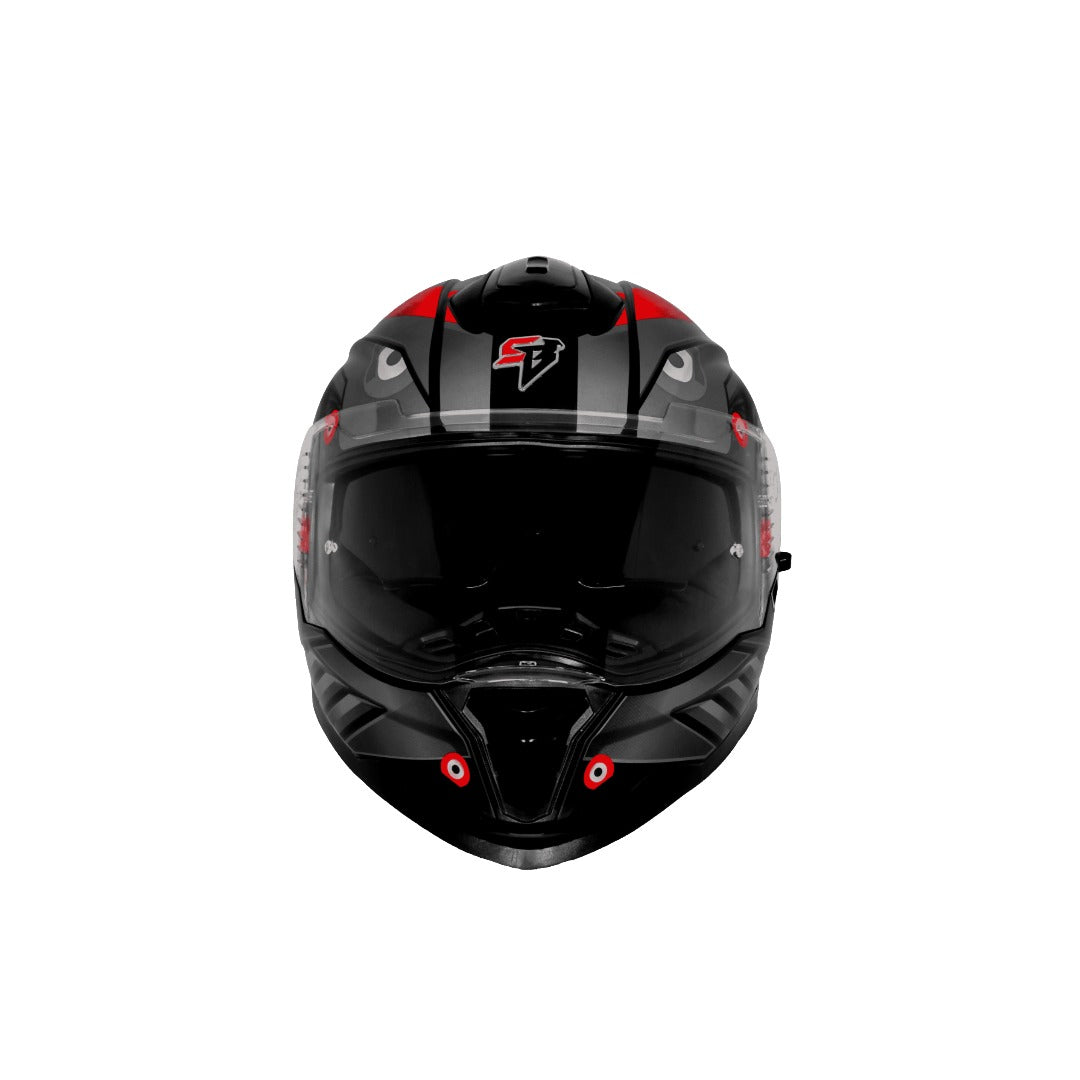 Steelbird SBH-57 ISS Fighter F8 Glossy Black with Grey Helmet