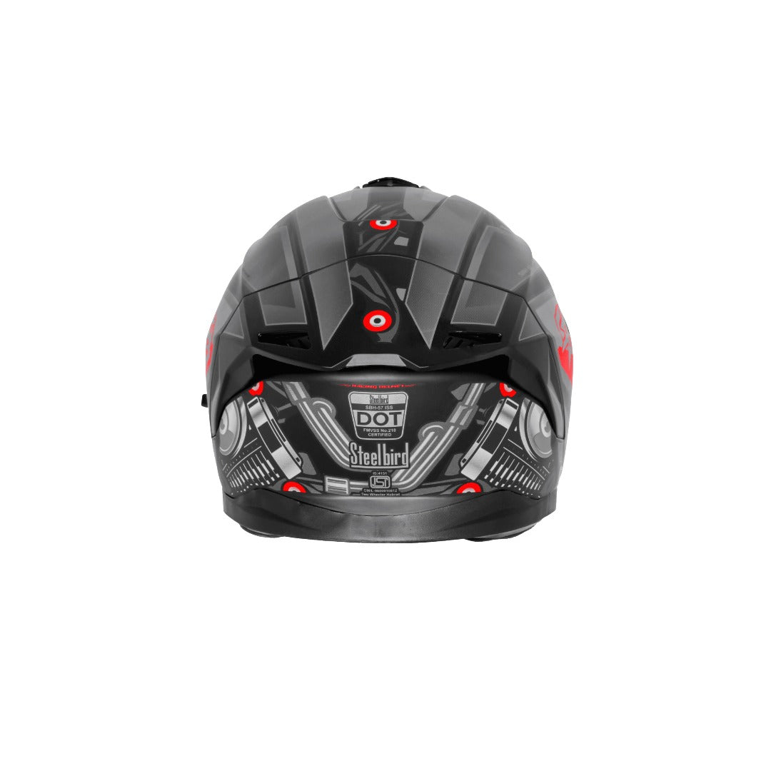Steelbird SBH-57 ISS Fighter F8 Glossy Black with Grey Helmet
