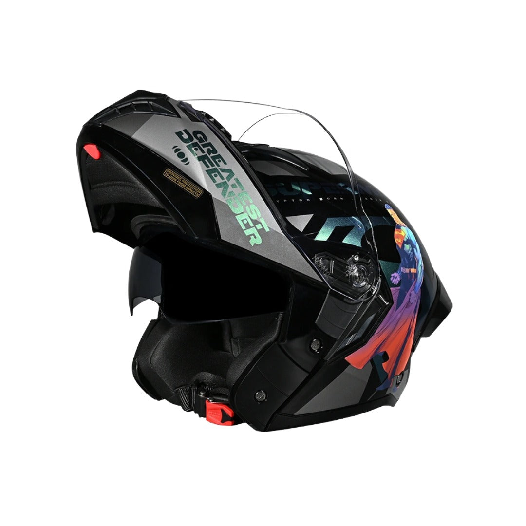 Studds Trooper Superman Edition Helmet – Black Chameleon Blue