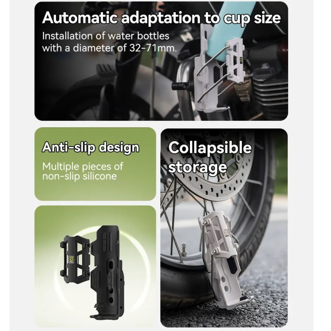 SMNU Universal Adjustable Handlebar Mount Water Bottle Cage | Shake-Free Holder for Bikes & Motorcycles