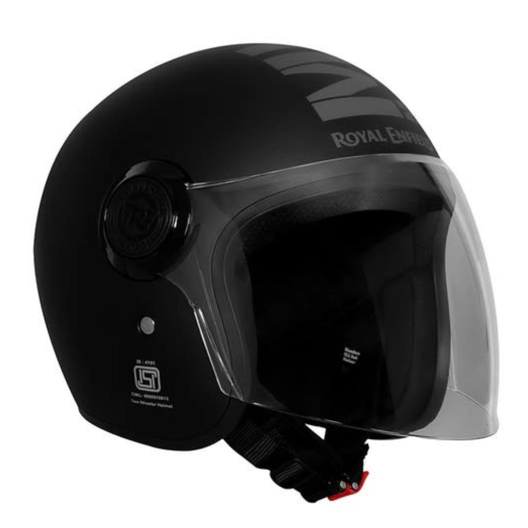 ROYAL ENFIELD MLG COPTER FACE LONG VISOR HELMET - MATT BLACK & GREY