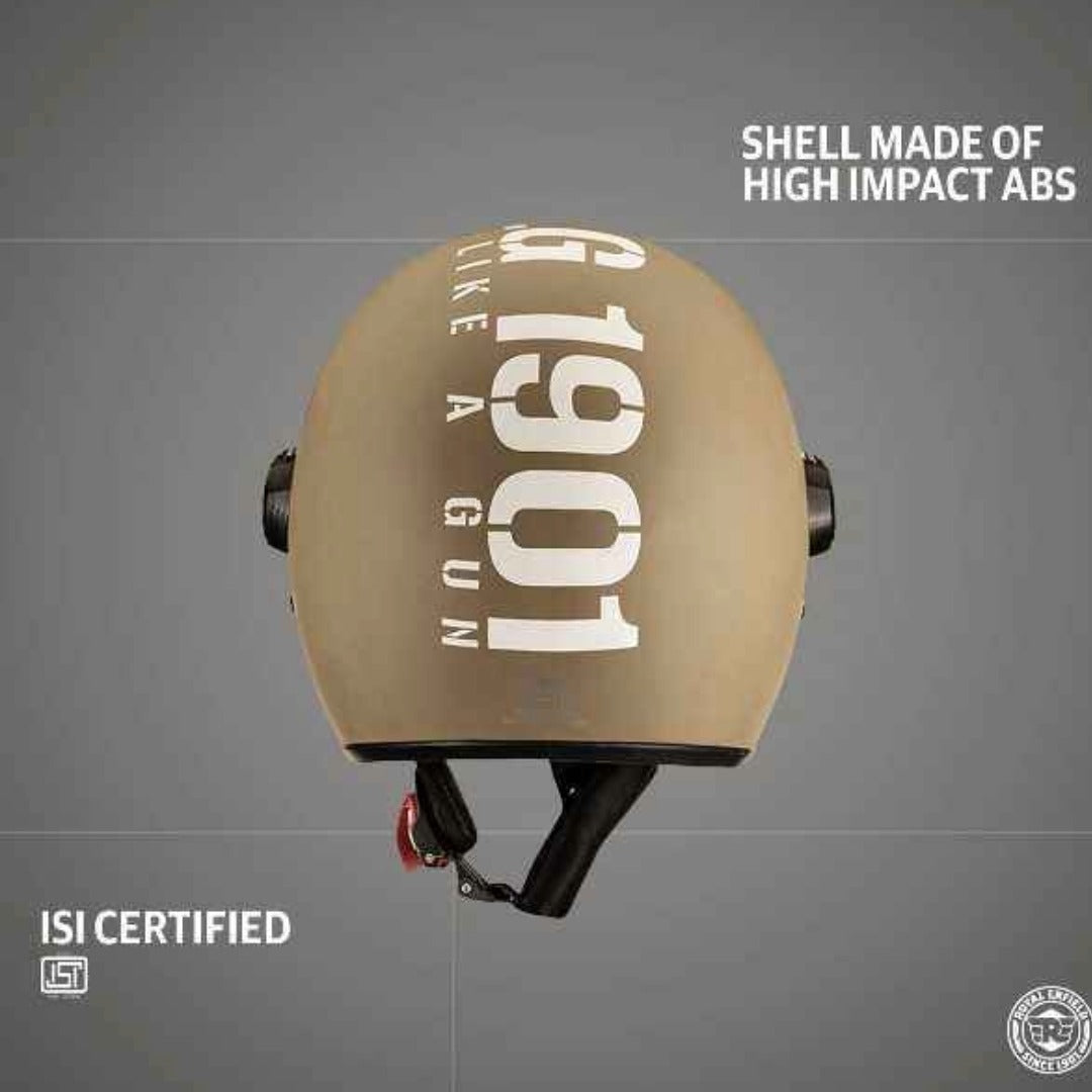 Royal Enfield MLG Copter Face Long Visor Helmet – Matt Desert Storm