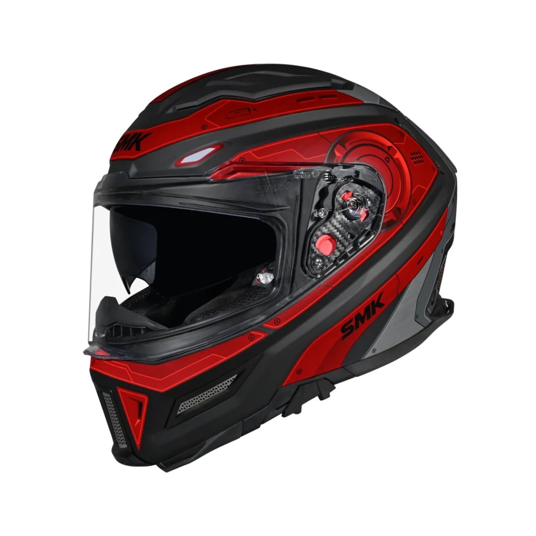 SMK AGNAR CYBORG Gloss Black Grey Red Full Face Helmet