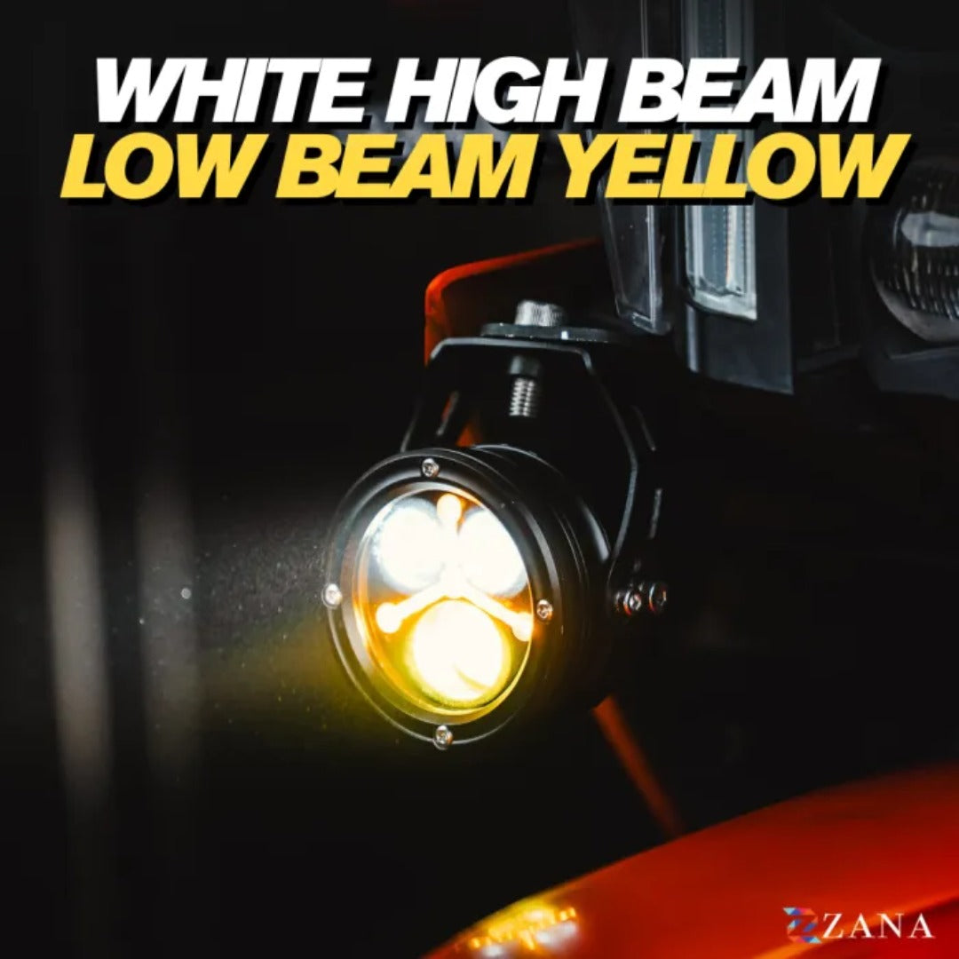 ZANA Universal LED Fog Light DRL R-35 – 70W Motorcycle Auxiliary Lights (9000 Lumens, Remote Control, IP68 Waterproof)