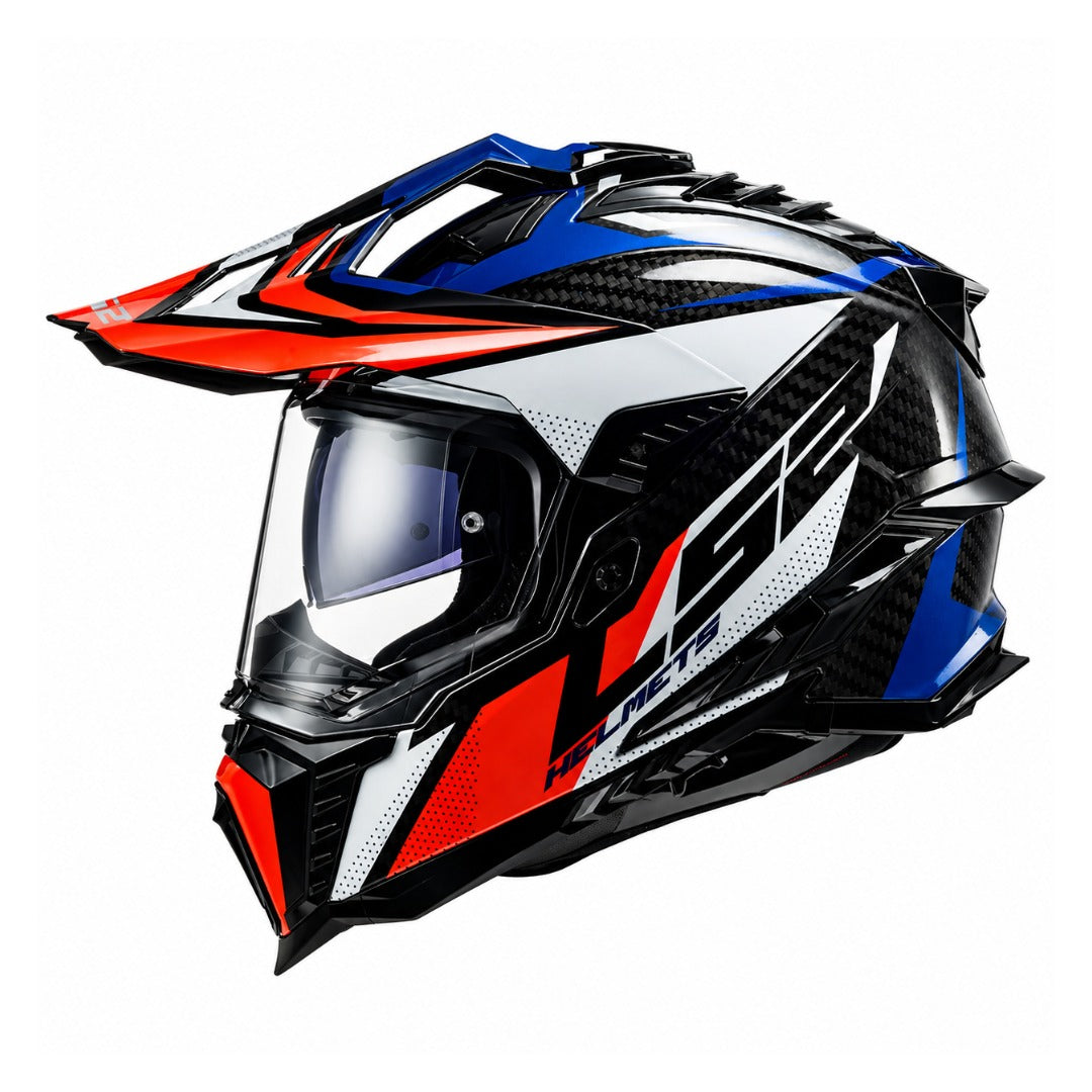 LS2 MX701 Explorer Carbon Focus Gloss Blue White Red Helmet