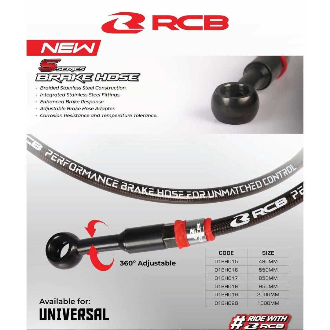 RCB S SERIES TEFLON BRAKE HOSE 950MM