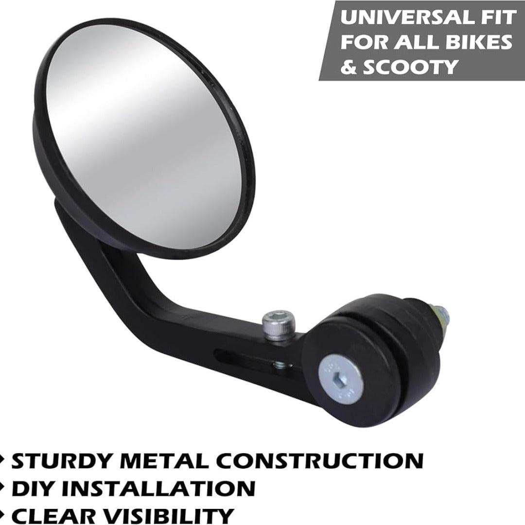 Universal Round Motorcycle Rear View bar End Mirror Set | Small