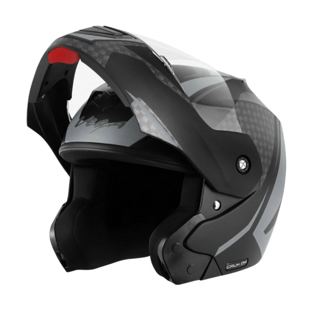 Vega Crux Dx Checks Dull Black Silver Helmet