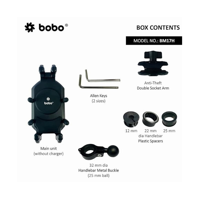 BOBO BM17H PRO Handlebar (or Mirror) Anti-Vibration Bike / Cycle Phone Holder Motorcycle Mobile Mount