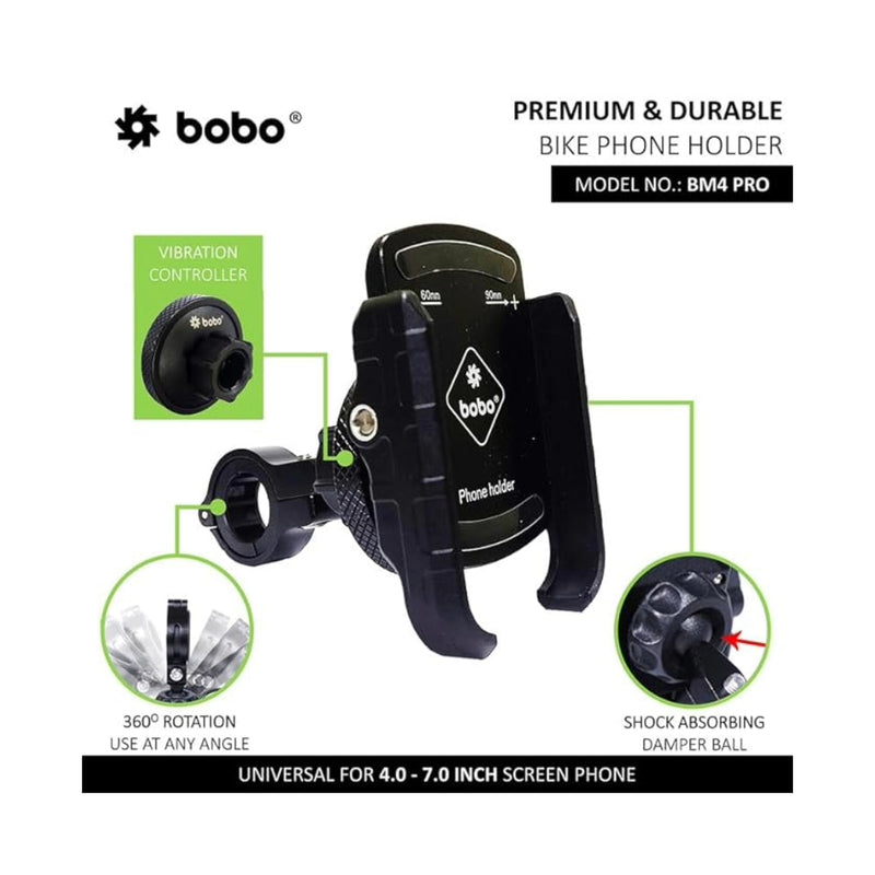 BOBO BM4 PRO Jaw-Grip Bike Phone Holder with Vibration Controller Motorcycle Mobile Mount