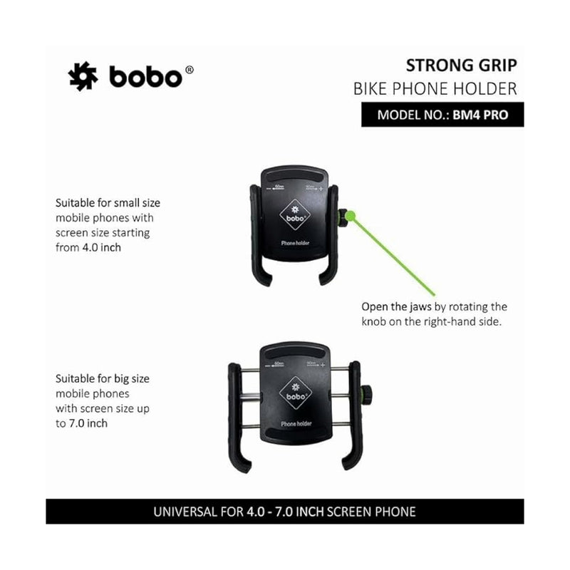 BOBO BM4 PRO Jaw-Grip Bike Phone Holder with Vibration Controller Motorcycle Mobile Mount