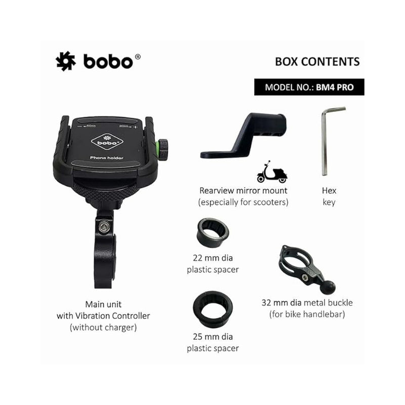 BOBO BM4 PRO Jaw-Grip Bike Phone Holder with Vibration Controller Motorcycle Mobile Mount