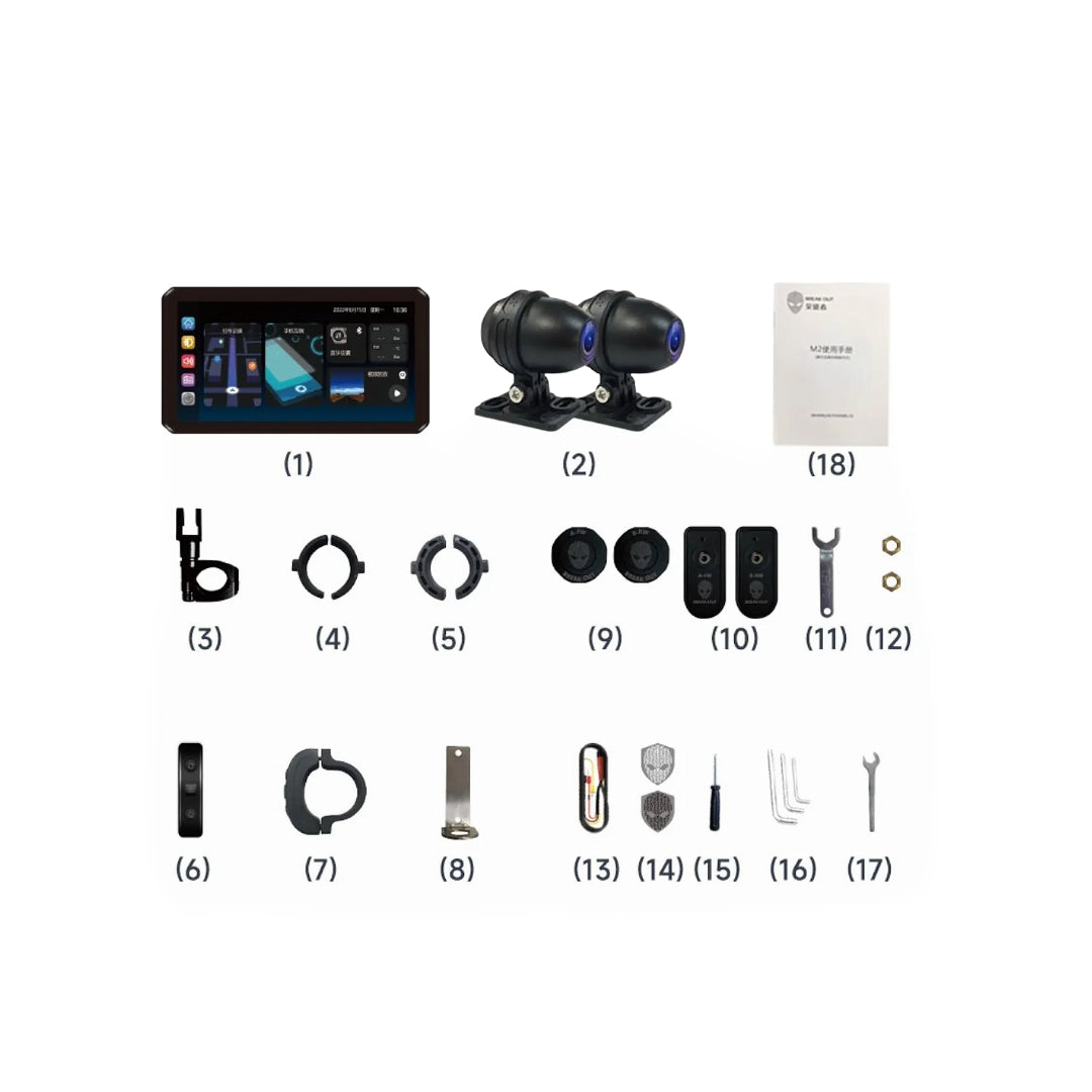 Alien Rider M2 PRO Motorcycle CarPlay Dual Recording Bike Navigation System