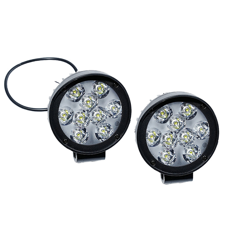 HJG 9 LED Cross Oval Round Fog Light With Shade Combo Set