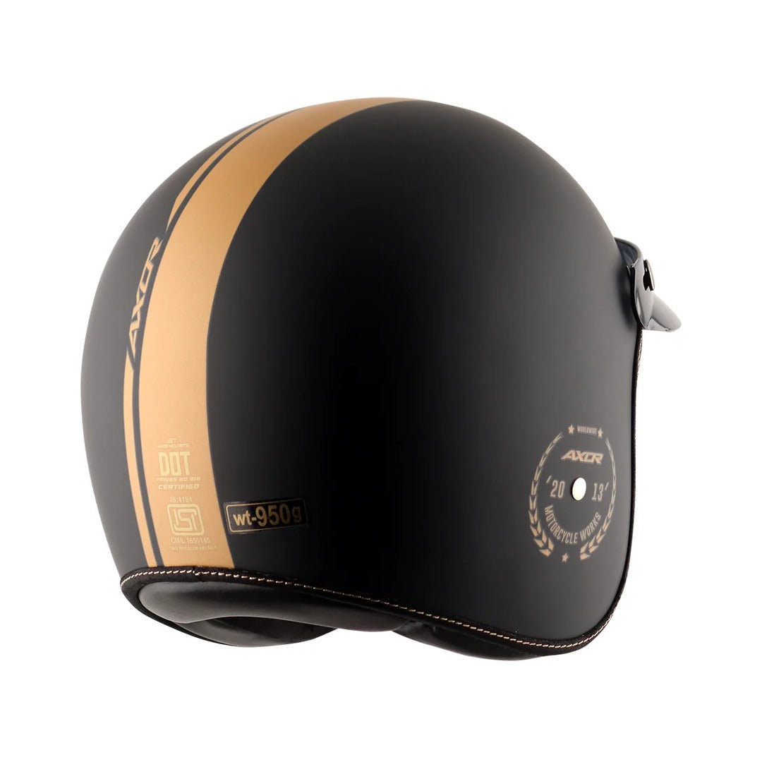 vetro felice35センチ　ジンジャー　レッド　ゴールド　ブラック Axor Retro Jet Euro Globe Half Face Motorcycle Helmet