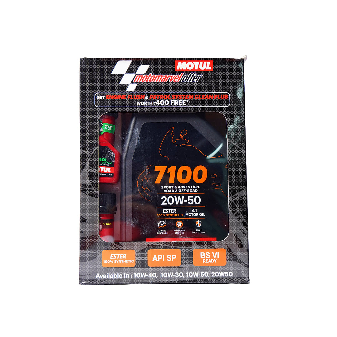 Motul 7100 4T 20W-50 Fully Synthetic Engine Oil Combo Offer