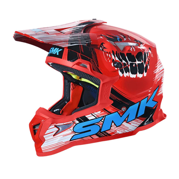 SMK-Allterra-Smiley Gloss Red-White Blue With FREE Helmet Cleaner !