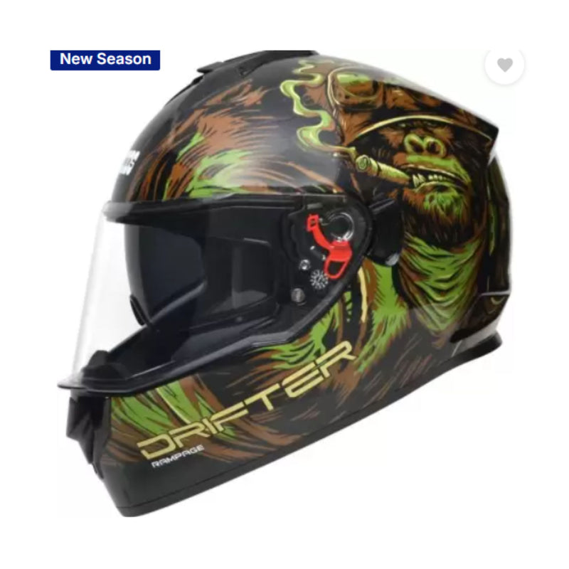 Helmet/Studds/DRIFTER D3/BLACK N3 GREEN/L  BALACLAVA FREE BSDDP