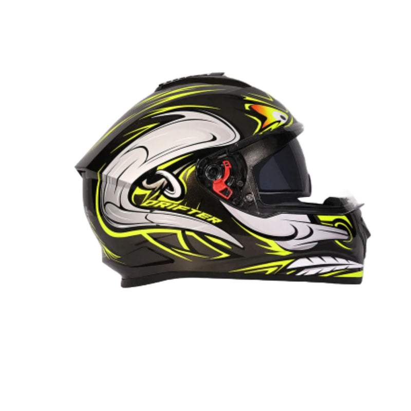 Helmet/Studds/DRIFTER D4 R1/(W/SPOILER)/BLACK/YELLOW N4-GREY/Xl BALACLAVA FREE BSDDP