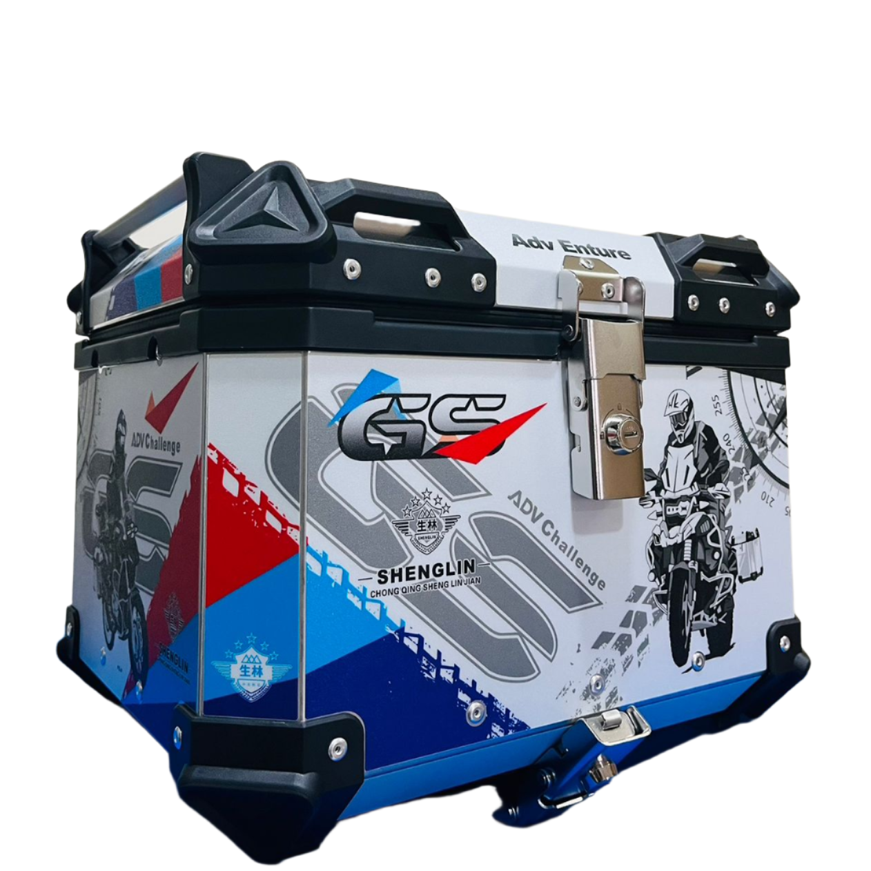 T-Bolt Aluminium 45L Top Box with Touring GS Graphics – Durable Motorcycle Luggage Solution