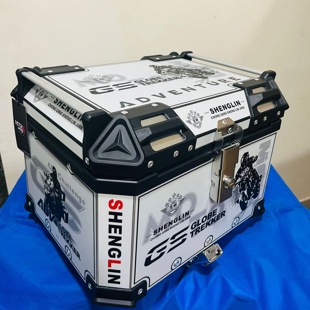 Top Box Gs T-Bolt Aluminium 45L Top Box with Touring GS Graphics Globe Frekker Bl