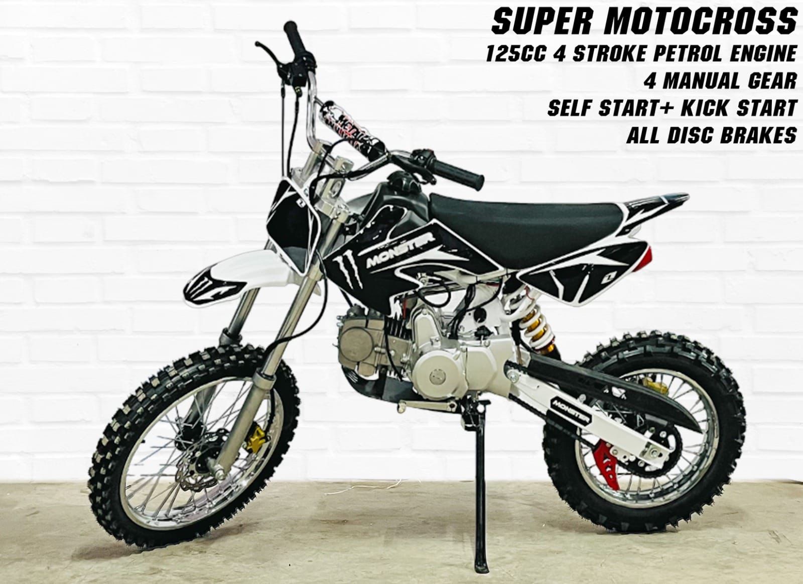 125CC Dirt Bike Super Motocross 4-Stroke Petrol | Off-Road Motocross Bike for Adults & Riders 15+