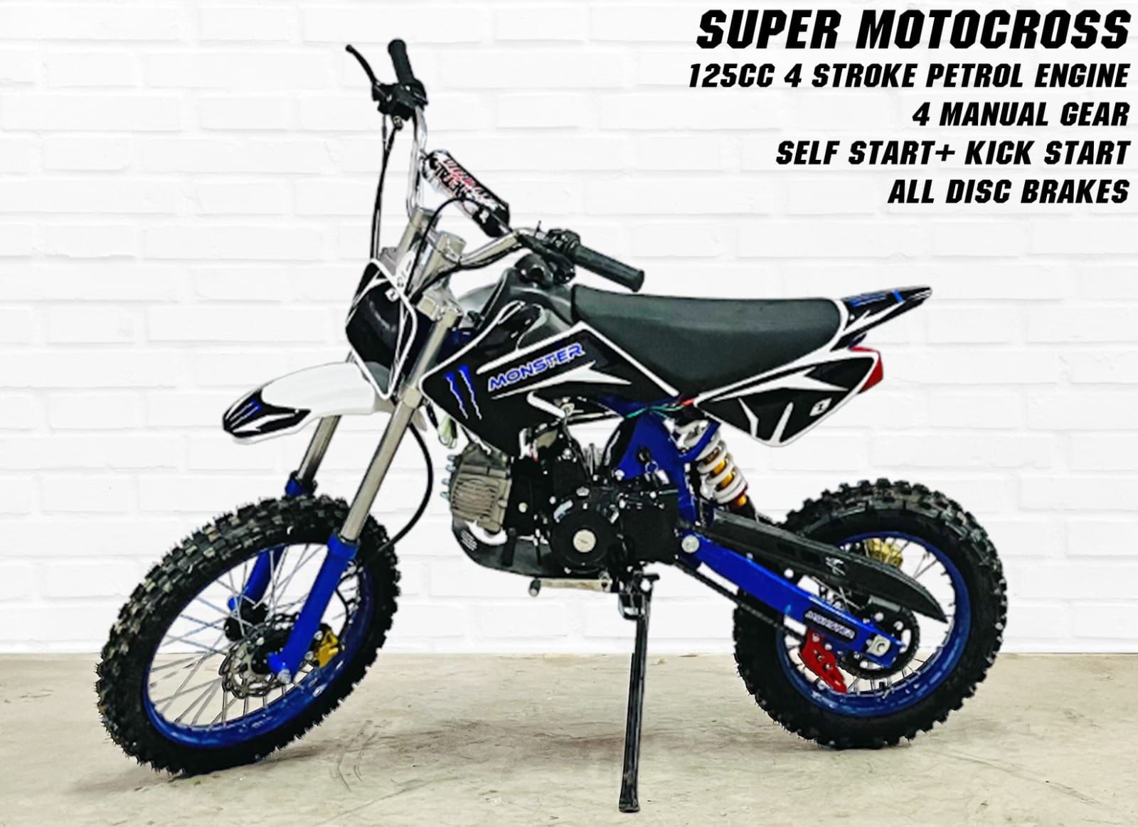125CC Dirt Bike Super Motocross 4-Stroke Petrol | Off-Road Motocross Bike for Adults & Riders 15+