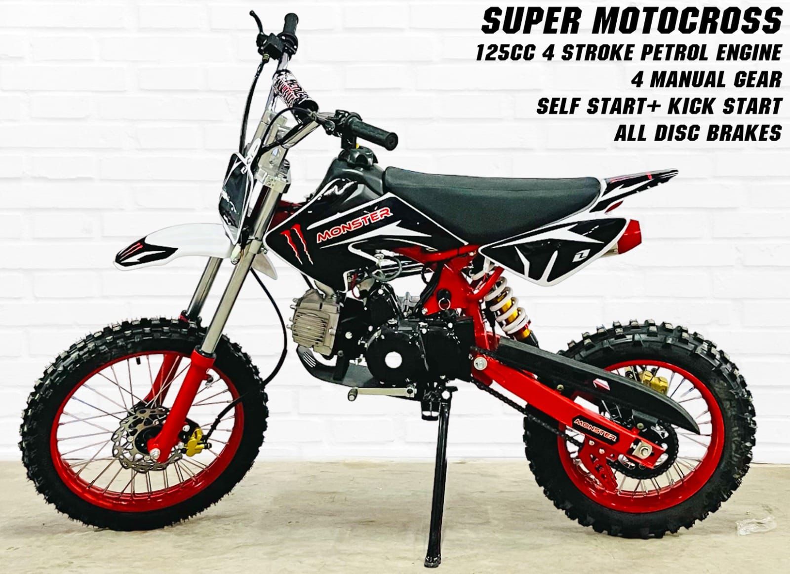 125CC Dirt Bike Super Motocross 4-Stroke Petrol | Off-Road Motocross Bike for Adults & Riders 15+
