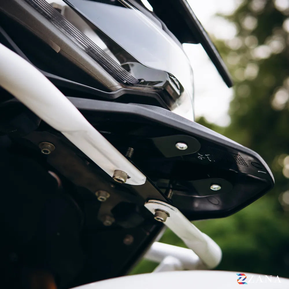Zana- Upper & Lower Crash Guard With Slider Combo (White) For TVS Apache RTX 300 Beak Version