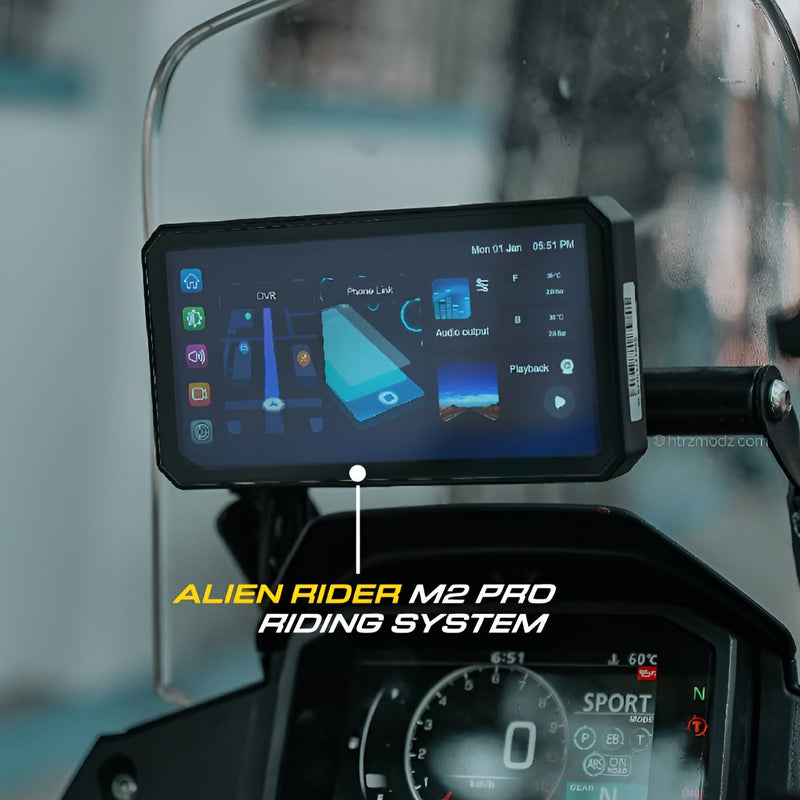 Alien Rider M2 Pro Motorcycle Dual Recording Bike Navigation System TPMS GPS With Touch Screen