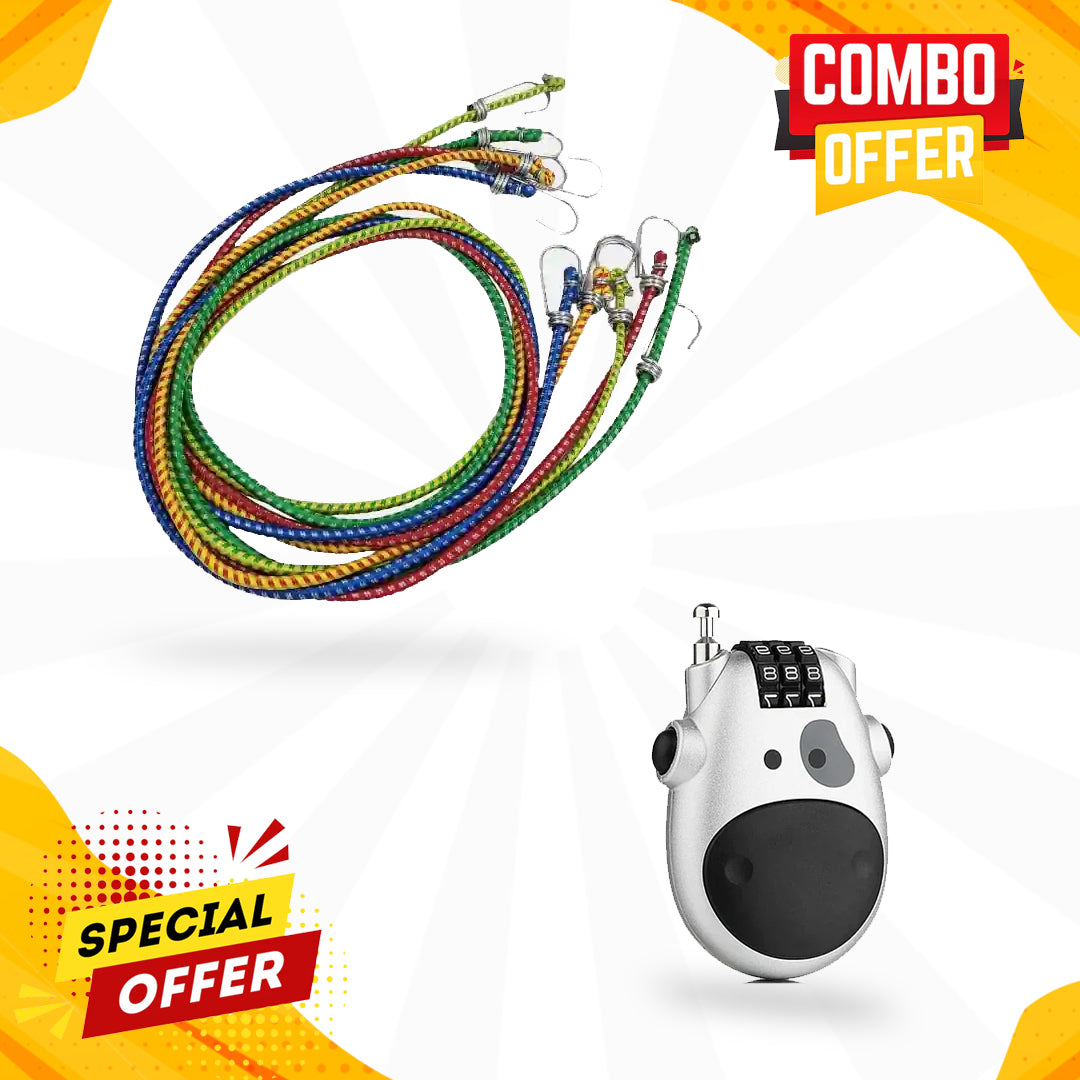 Bungee Cord + Helmet Number Lock Combo