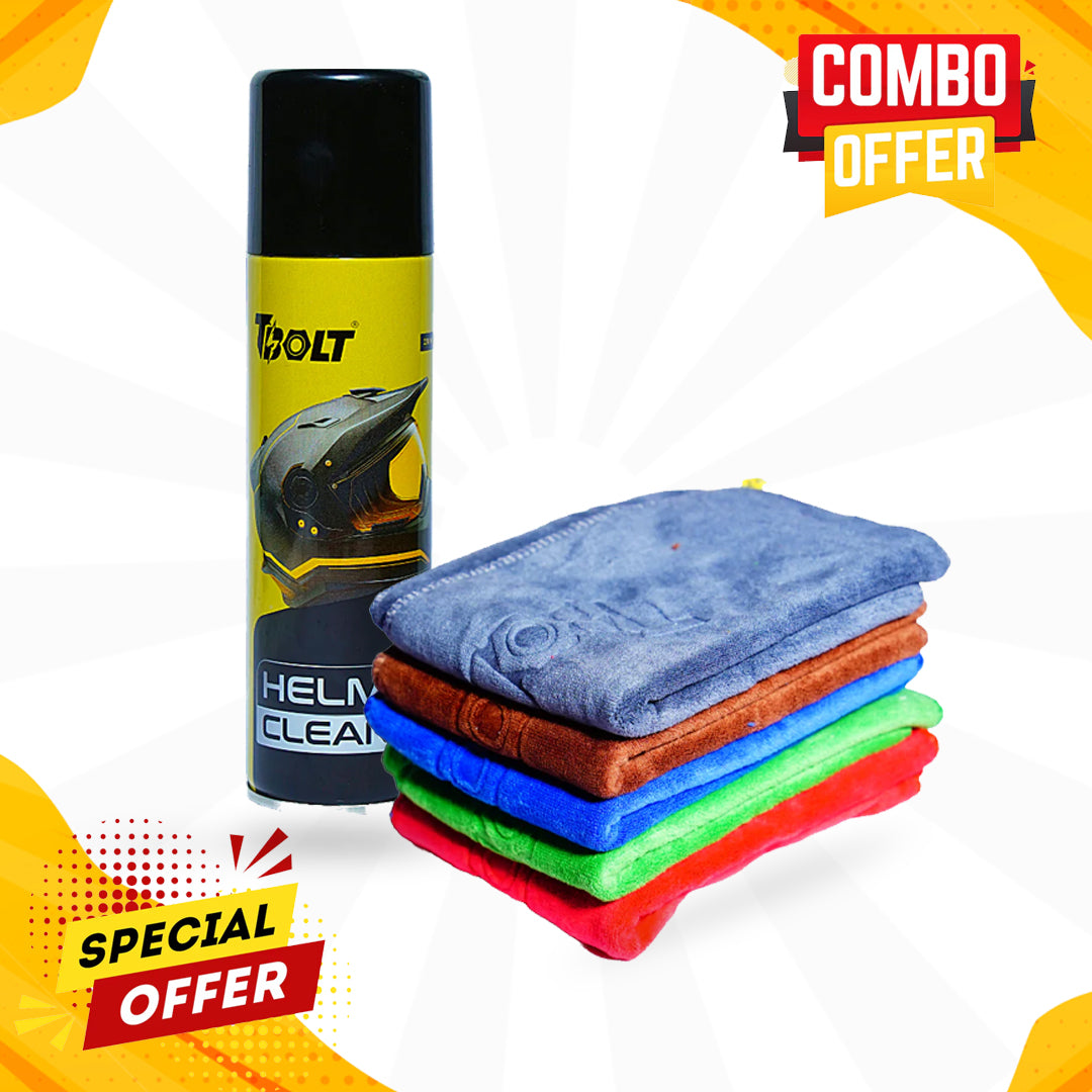 T-Bolt Helmet Cleaner and T-Bolt Microfiber Cloth - Combo