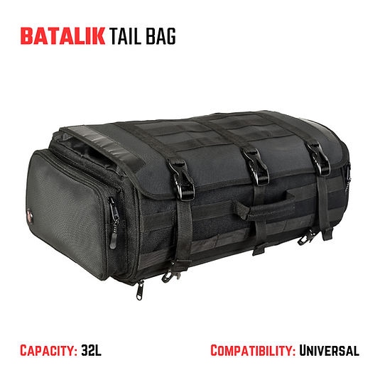 RiderZone Batalik Tail Bag 32L – Universal Waterproof Motorcycle Tail Bag