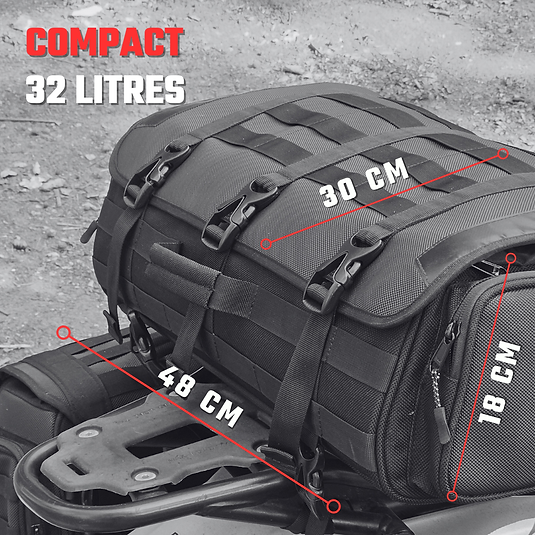 RiderZone Batalik Tail Bag 32L – Universal Waterproof Motorcycle Tail Bag