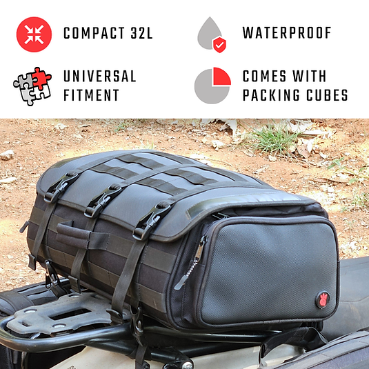 RiderZone Batalik Tail Bag 32L – Universal Waterproof Motorcycle Tail Bag