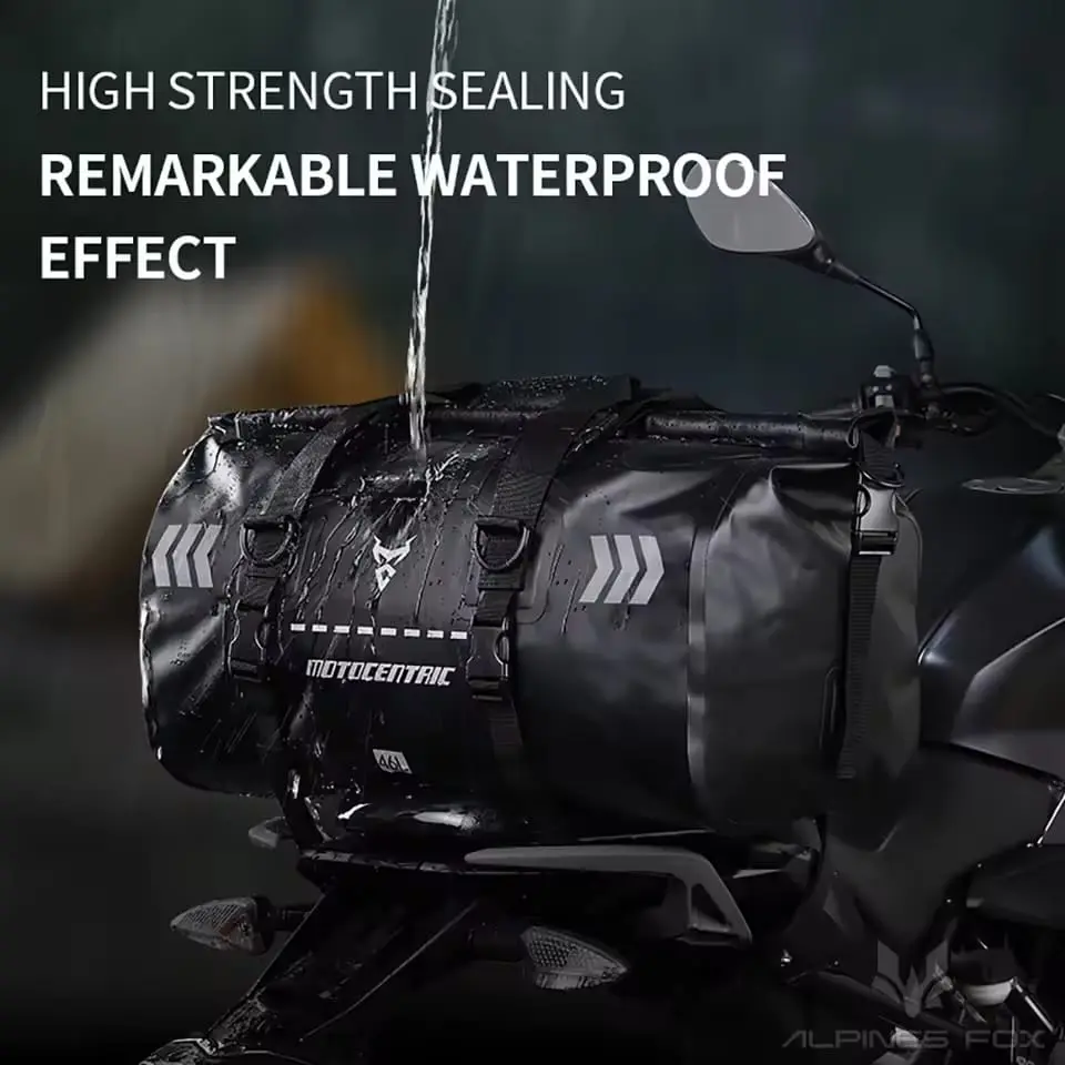 Moto Centric 66L tail bag water resistance feature