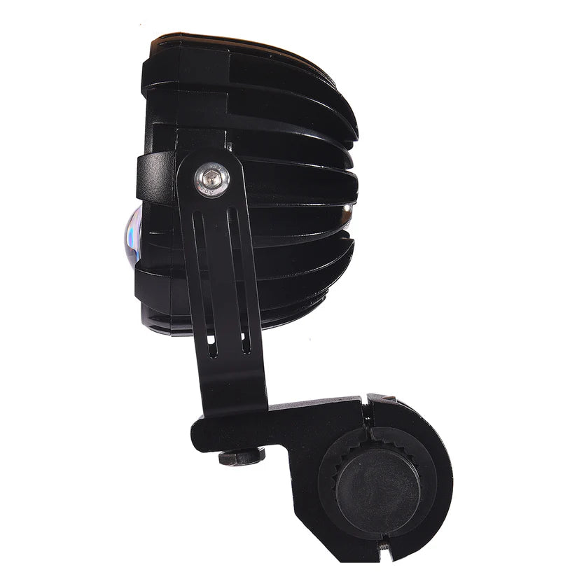 Black motorcycle light mount on a white background