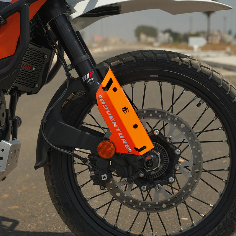 Moto Torque Fork Protectors Metal - Orange for 2025 KTM 390 Adventure X/S