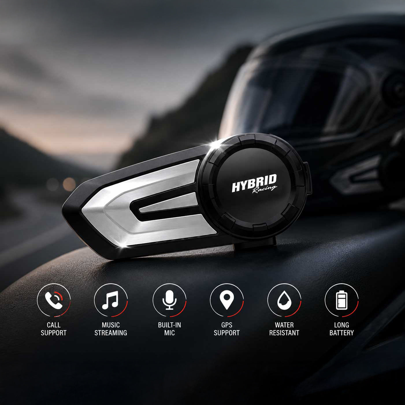 Hybrid Racing BM1 Helmet Bluetooth Headset | Bluetooth 5.4 | IP67