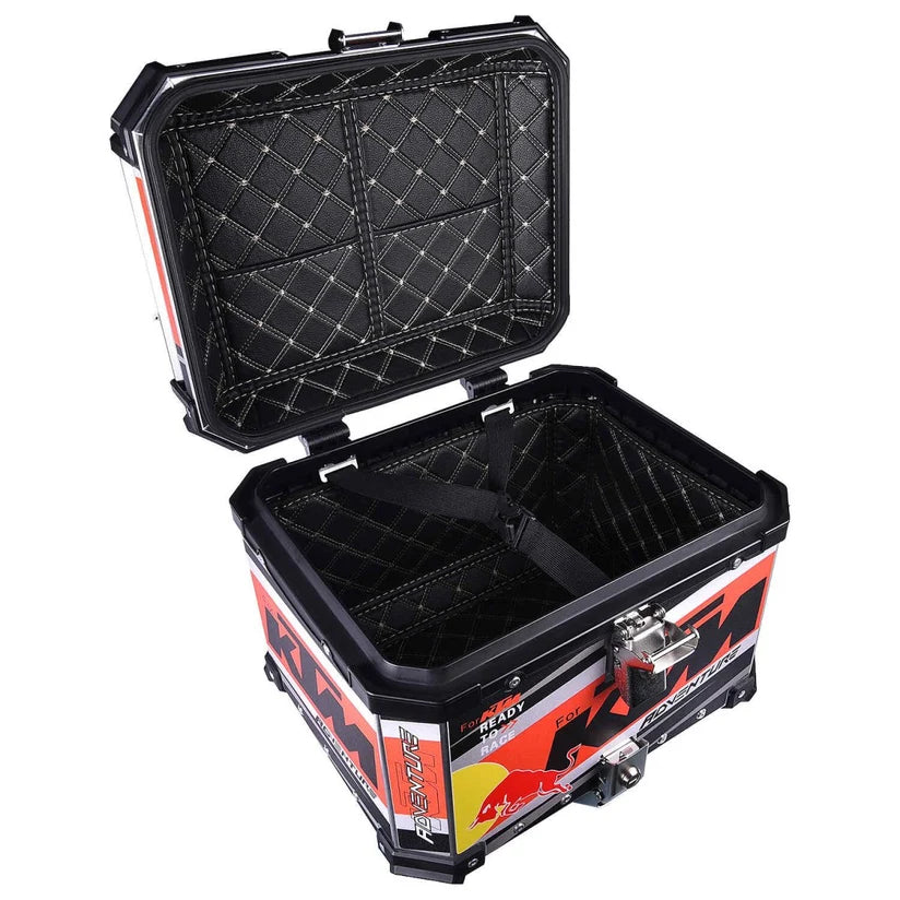 LGP Top Box 45L KTM Graphics Aluminium Motorcycle Top Box Backrest | Aluminium Motorcycle Top Case