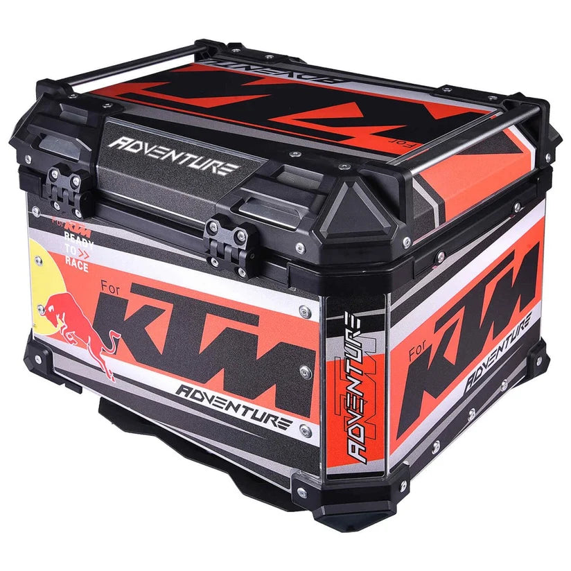 LGP Top Box 45L KTM Graphics Aluminium Motorcycle Top Box Backrest | Aluminium Motorcycle Top Case